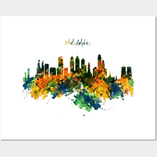 Philadelphia Watercolor Skyline Posters and Art